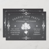 Chalkboard Mason Jar Graduation Party Einladung (Vorne/Hinten)