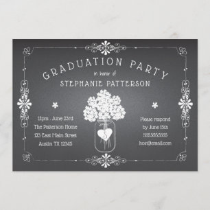 Chalkboard Mason Jar Graduation Party Einladung