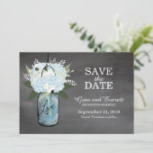 Chalkboard Mason Jar Hydrangeas | SAVE THE DATE (Stehend Vorderseite)