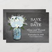 Chalkboard Mason Jar Hydrangeas | SAVE THE DATE (Vorne/Hinten)