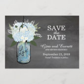 Chalkboard Mason Jar Hydrangeas | SAVE THE DATE (Vorderseite)