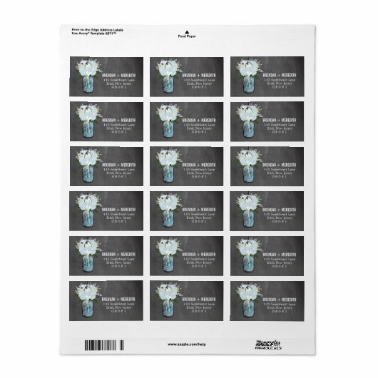 Chalkboard Mason Jar Hydrangeas Wedding Adressaufkleber (Vorne)