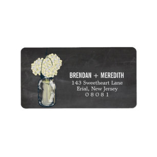 Chalkboard Mason Jar Hydrangeas Wedding Adressaufkleber