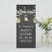 Chalkboard Mason Jar Lichter Hochzeitsfeier Programm (Stehend Vorderseite)