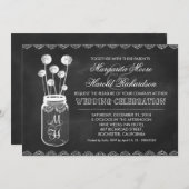 Chalkboard Mason Jar Lüster Einladung Hochzeit (Vorne/Hinten)