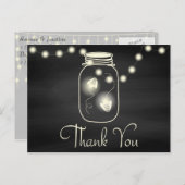 Chalkboard Mason Jar mit Fireflies Wedding Danke Postkarte (Vorne/Hinten)