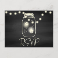 Chalkboard Mason Jar mit Fireflies Wedding RSVP