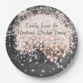 Chalkboard Mason Jar Pink Herzleaf Firefly Pappteller (Vorderseite)