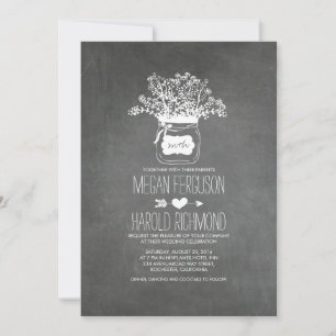 Chalkboard Mason Jar Rustic Wedites Einladung