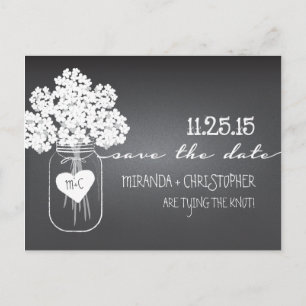 Chalkboard Mason Jar Save the Date Postcard Ankündigungspostkarte