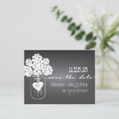 Chalkboard Mason Jar Save the Date Postcard Ankündigungspostkarte (Stehend Vorderseite)