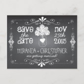 Chalkboard Mason Jar Save the Date Postcard Ankündigungspostkarte (Vorderseite)