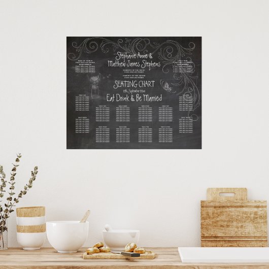 CHALKBOARD MASON JAR SITZENCHARTA POSTER (Küche)
