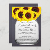 Chalkboard Mason Jar Sonnenblumen Einladungen (Vorne/Hinten)