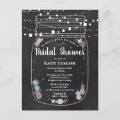 Chalkboard Mason Jar String Lights Brautparty Ankündigungspostkarte (Vorderseite)