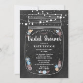 Chalkboard Mason Jar String Lights Brautparty Einladung (Vorderseite)