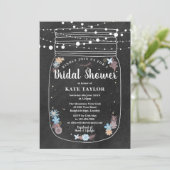 Chalkboard Mason Jar String Lights Brautparty Einladung (Stehend Vorderseite)