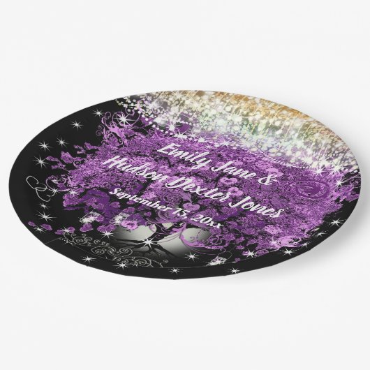 Chalkboard Mason Jar Ultra Violet Herz Leaf Tree Pappteller (Schrägansicht)