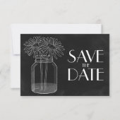 Chalkboard - Mason Jar und Daisis Save the Date (Vorderseite)