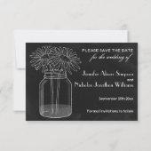 Chalkboard - Mason Jar und Daisis Save the Date (Rückseite)