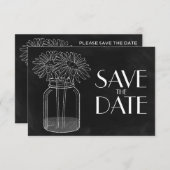 Chalkboard - Mason Jar und Daisis Save the Date (Vorne/Hinten)