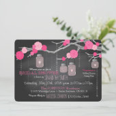 Chalkboard, Mason Jar und Rose Brautparty Einladung (Stehend Vorderseite)