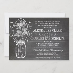 Chalkboard Mason Jar Vintage Typography Invite Einladung