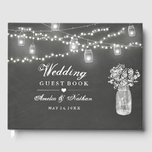 Chalkboard Mason Jar Wedding Guest Book Gästebuch