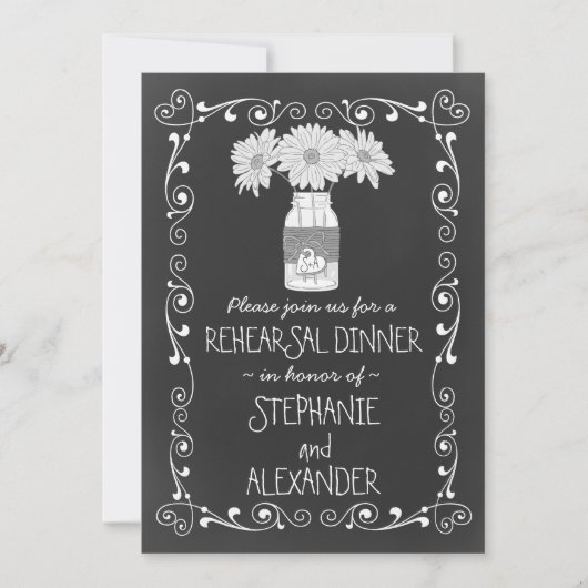 Chalkboard Mason Jar Wedding Probe Dinner Einladung (Vorderseite)