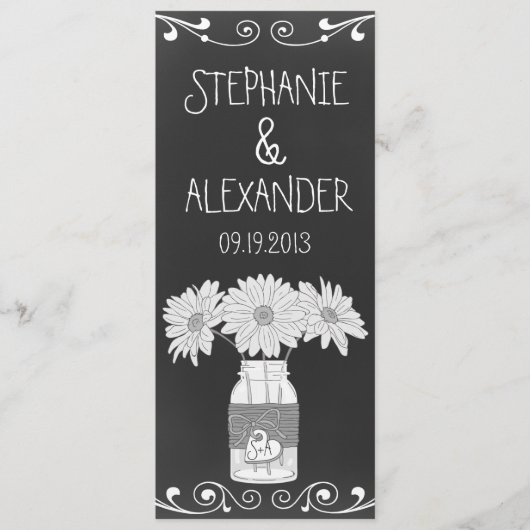 Chalkboard Mason Jar Wedding Reception Menu Card Menükarte (Vorderseite)