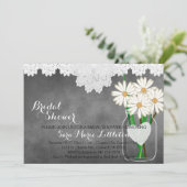 Chalkboard Mason Jar - White Daisies Brautparty Einladung (Stehend Vorderseite)