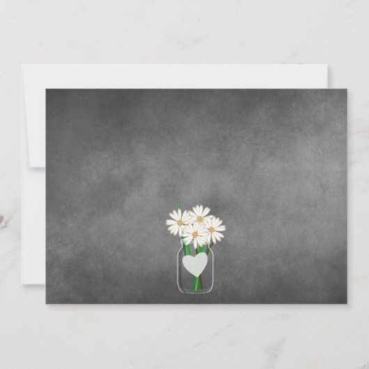 Chalkboard Mason Jar - White Daisies Brautparty Einladung (Rückseite)