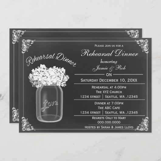 Chalkboard Mason Jars Wedding Probe lädt ein Einladung (Vorne/Hinten)
