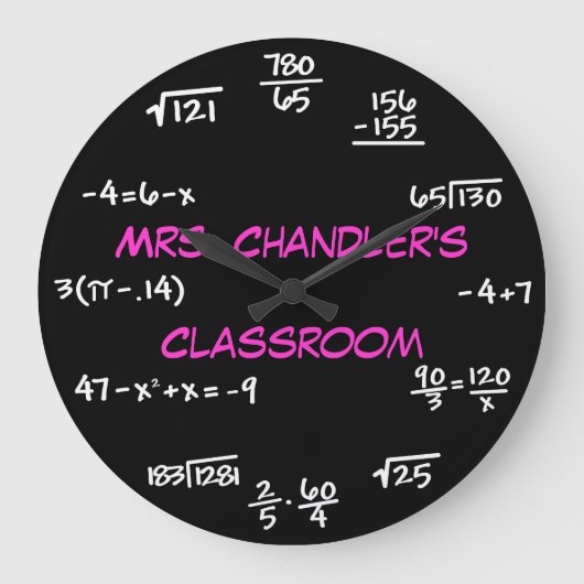 Chalkboard-Math-Uhr für Lehrer Große Wanduhr (Vorderseite)