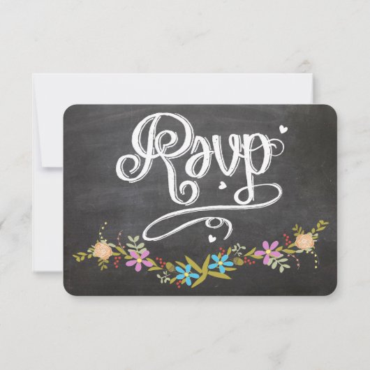 Chalkboard Menü Auswahl Blumengarten Hochzeit RSVP (Rückseite)