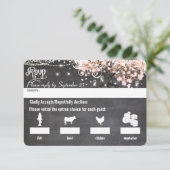 Chalkboard Menü Auswahl Rosa Herz Leaf UAWG RSVP Karte (Stehend Vorderseite)