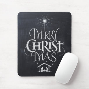 Chalkboard Merry Christ Mas Christmas Religious Mousepad