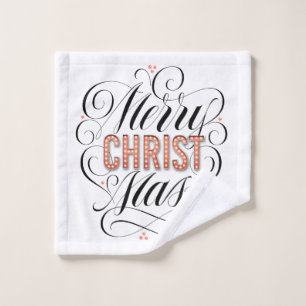Chalkboard Merry CHRISTmas Marquee Religious Red Badhandtuch Set