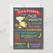 Chalkboard Mexican Fiesta Brautparty Einladung (Vorderseite)