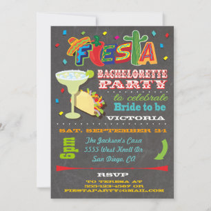Chalkboard Mexican Fiesta Junggeselinnen-Abschied Einladung