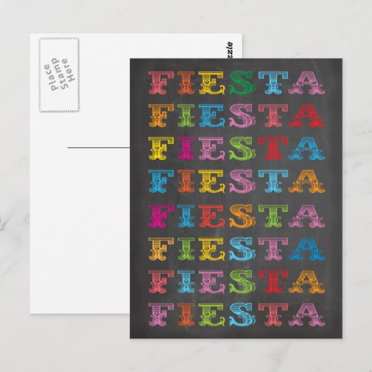 Chalkboard Mexican Fiesta Postkarte (Vorne/Hinten)