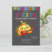 Chalkboard Mexikanische Fiesta Geburtstagsparty Einladung (Stehend Vorderseite)