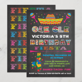 Chalkboard Mexikanische Fiesta Geburtstagsparty Einladung
