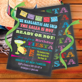 Chalkboard Mexikanische Fiesta Geburtstagsparty Einladung