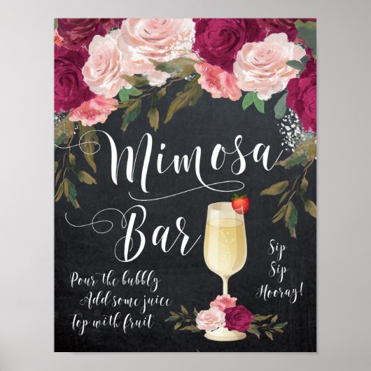 Chalkboard Mimosa Bar signieren Bordeaux Poster (Vorne)