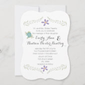 Chalkboard Mint Lilac Aqua Blumengarten Hochzeit Einladung (Vorderseite)