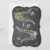 Chalkboard Mint Lilac Aqua Blumengarten Hochzeit Einladung (Rückseite)