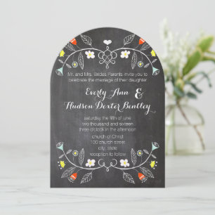 Chalkboard Mint Orange Blumengarten Hochzeit Einladung