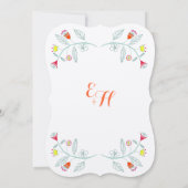 Chalkboard Mint Orange Red Floral Garland Hochzeit Einladung (Rückseite)