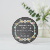 Chalkboard Mint Pink Aqua Blumengarten Hochzeit Save The Date (Stehend Vorderseite)